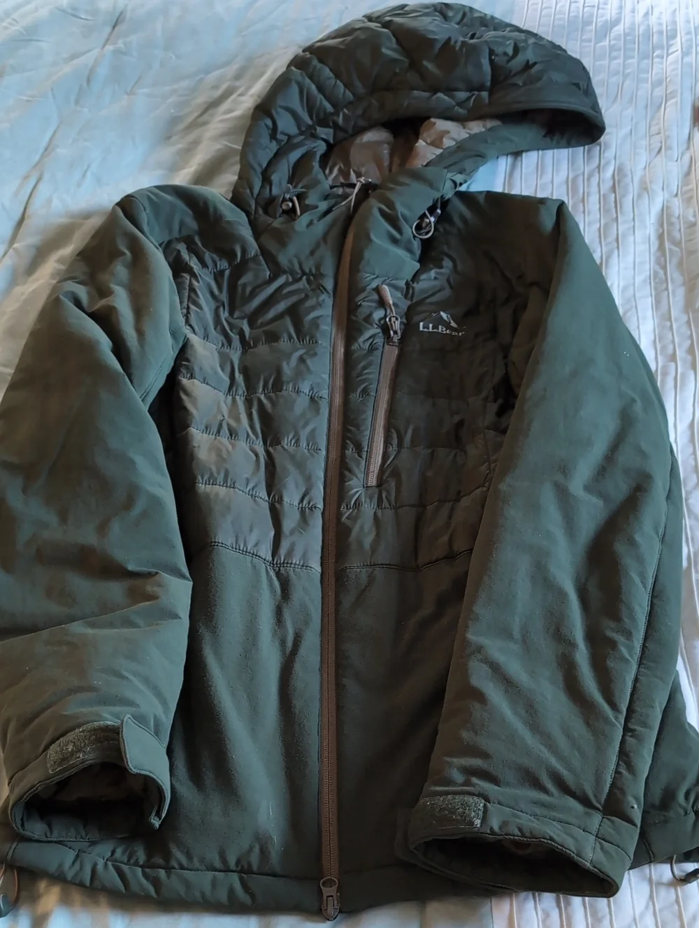 L.L. Bean Men's Hooded Puffer Jacket - Olive